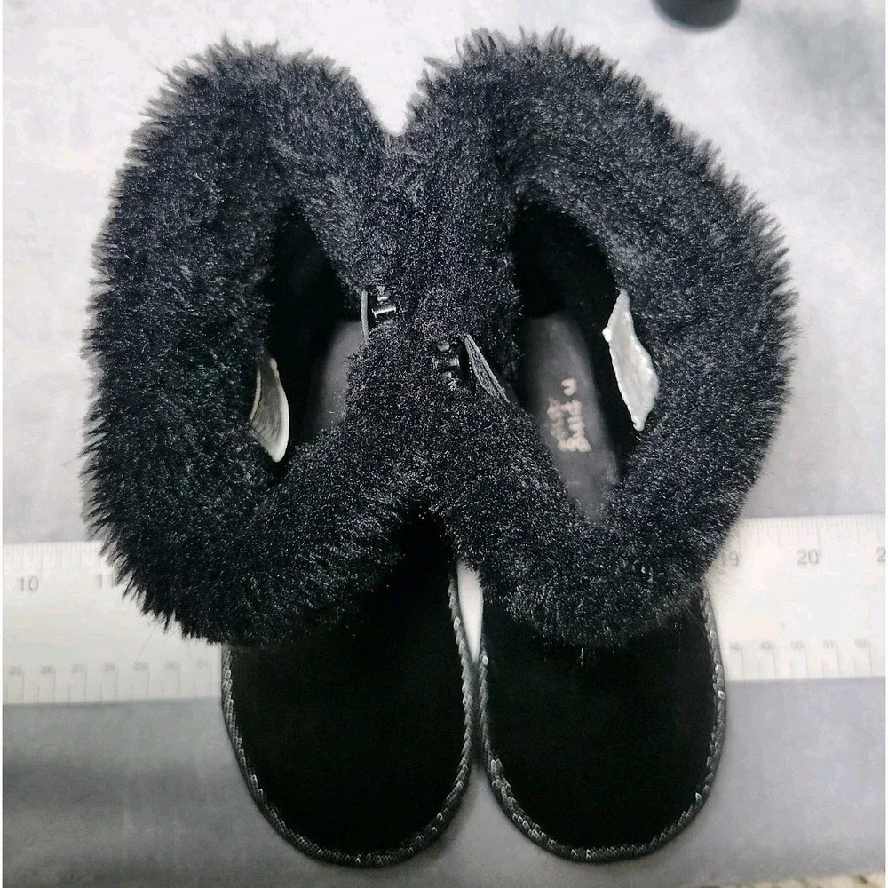 Black Faux Fur Shimmer Bow Winter Boots Toddler Size 8